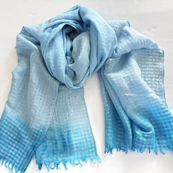 Lot of 2 Women's Shawls Blue Elegant Lightweight Large Wrap - Picture 5 of 12